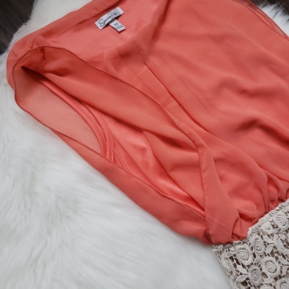 Speechless Coral & Cream Bodycon Dress - Picture 5 of 8